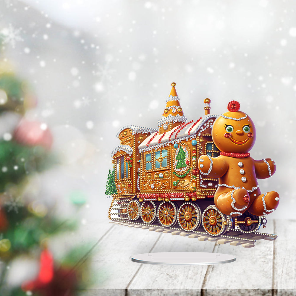 Acrylic Special Shape Christmas Train Diamond Painting Desktop Ornaments