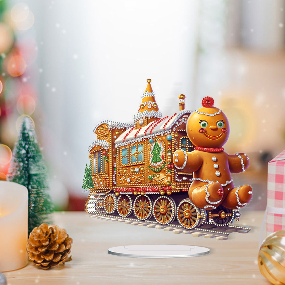 Acrylic Special Shape Christmas Train Diamond Painting Desktop Ornaments