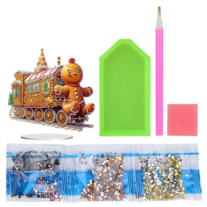 Acrylic Special Shape Christmas Train Diamond Painting Desktop Ornaments