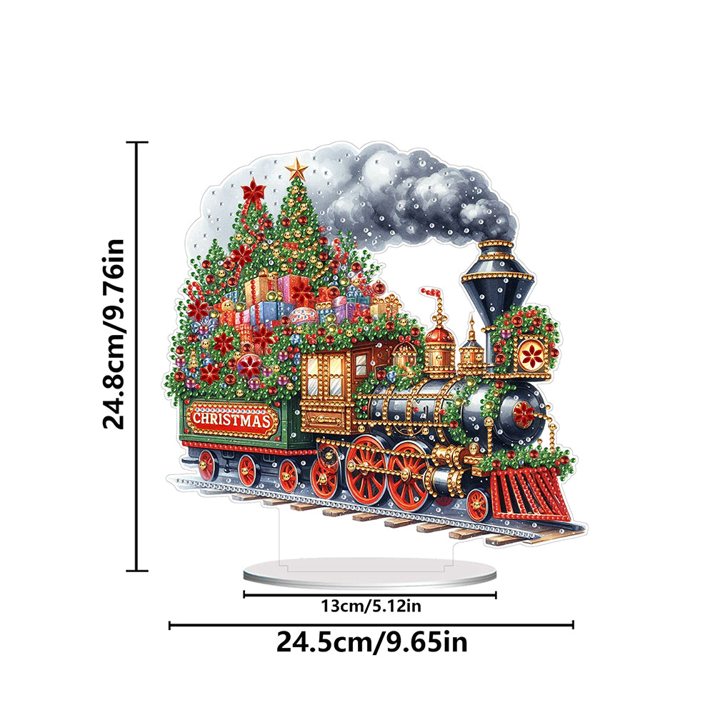 Acrylic Special Shape Christmas Train Diamond Painting Desktop Ornaments