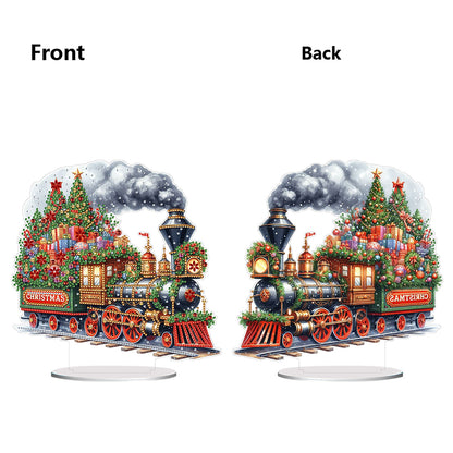 Acrylic Special Shape Christmas Train Diamond Painting Desktop Ornaments