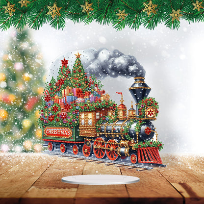 Acrylic Special Shape Christmas Train Diamond Painting Desktop Ornaments