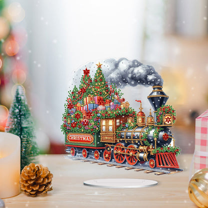 Acrylic Special Shape Christmas Train Diamond Painting Desktop Ornaments