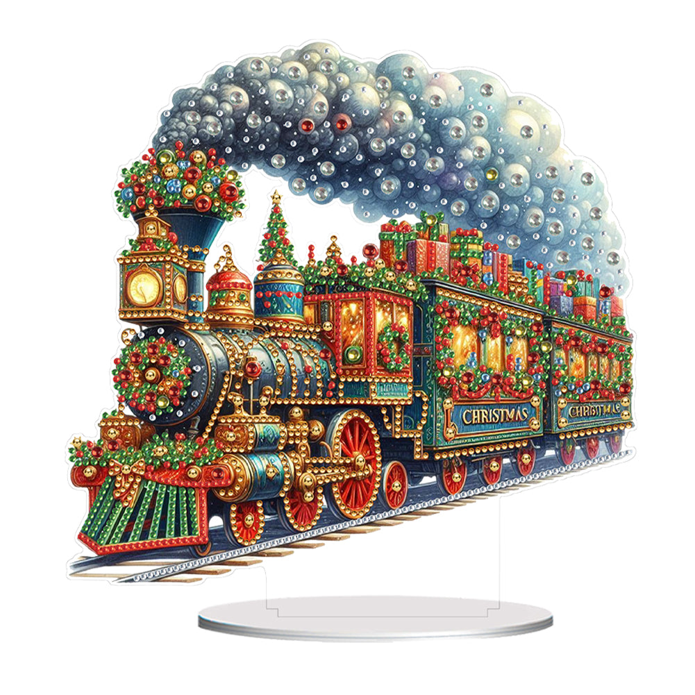 Acrylic Special Shape Christmas Train Diamond Painting Desktop Ornaments