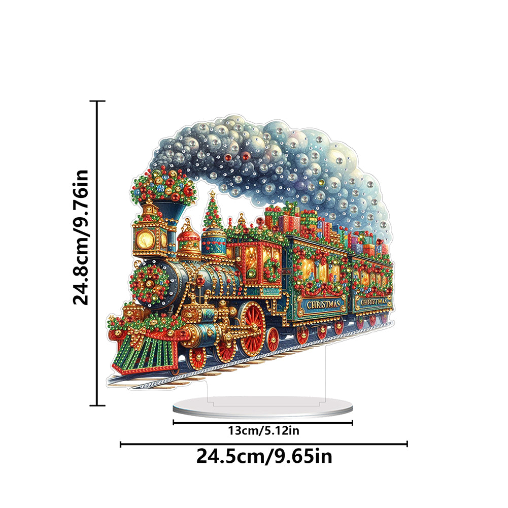 Acrylic Special Shape Christmas Train Diamond Painting Desktop Ornaments