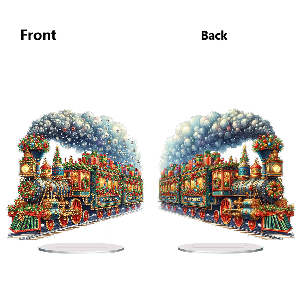 Acrylic Special Shape Christmas Train Diamond Painting Desktop Ornaments