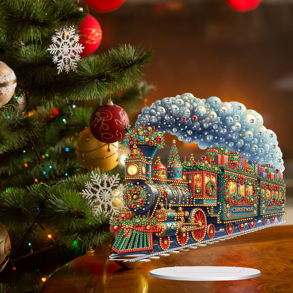 Acrylic Special Shape Christmas Train Diamond Painting Desktop Ornaments