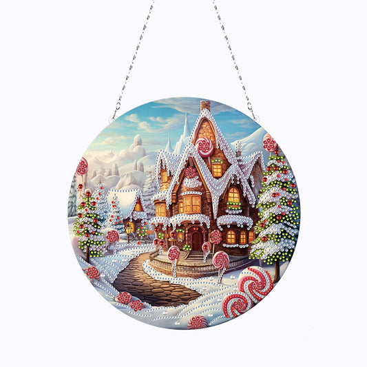 Christmas Candy House Diamond Painting Hanging Pendant for Garden Window Decor