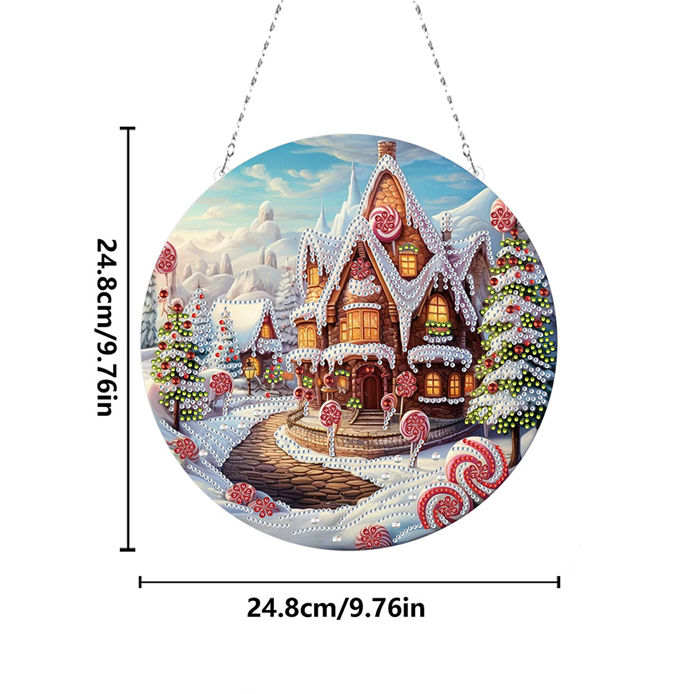 Christmas Candy House Diamond Painting Hanging Pendant for Garden Window Decor