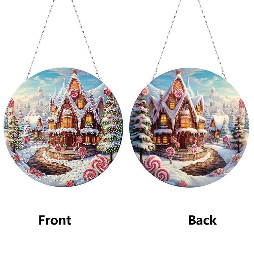 Christmas Candy House Diamond Painting Hanging Pendant for Garden Window Decor