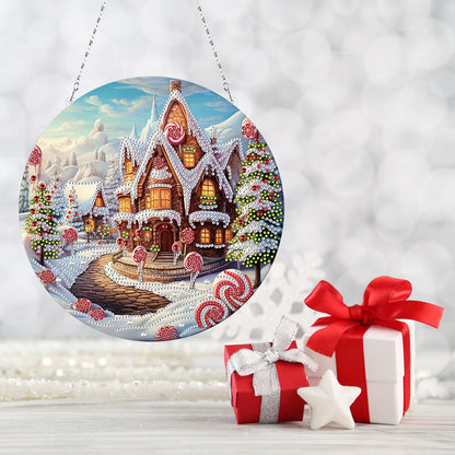 Christmas Candy House Diamond Painting Hanging Pendant for Garden Window Decor