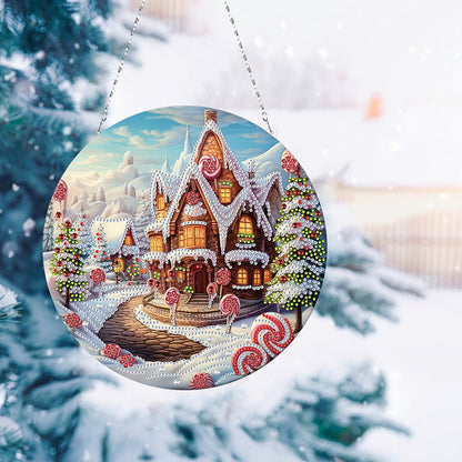 Christmas Candy House Diamond Painting Hanging Pendant for Garden Window Decor