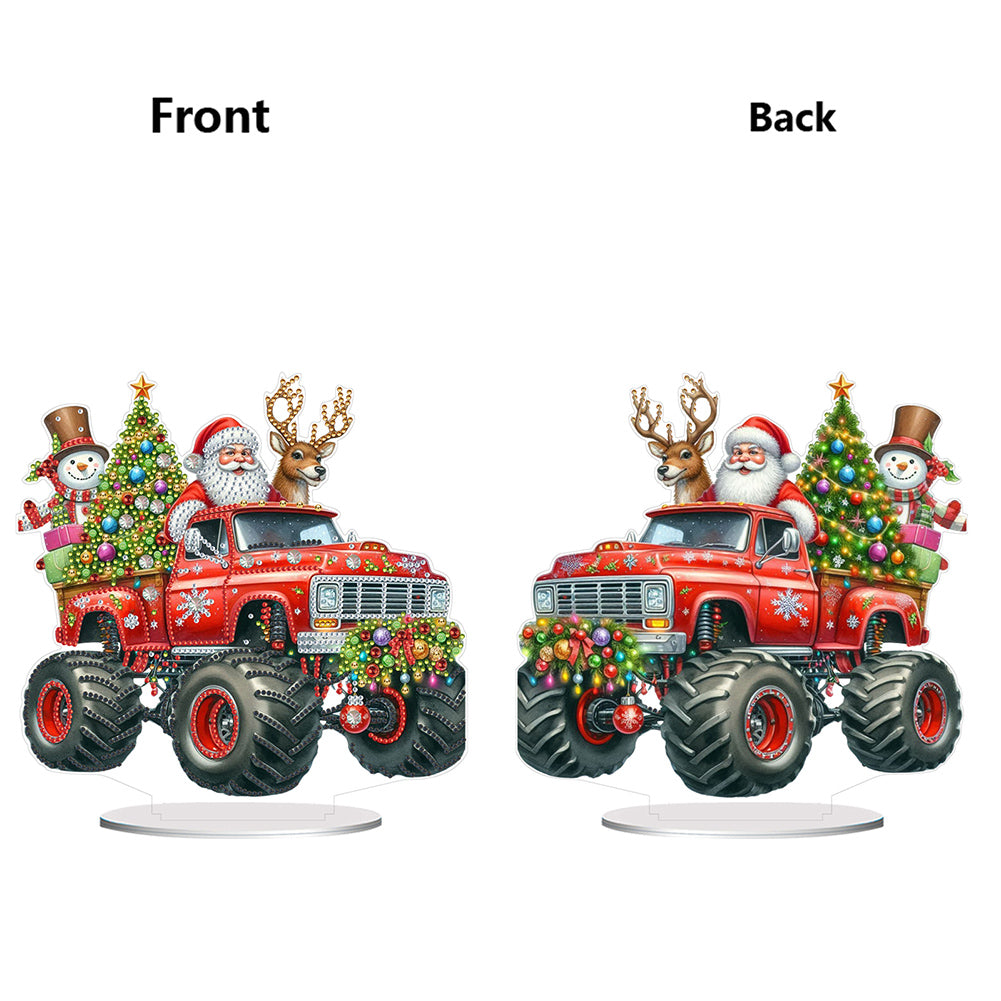 Acrylic Special Shape Christmas Tractor Diamond Painting Tabletop Ornaments Kit