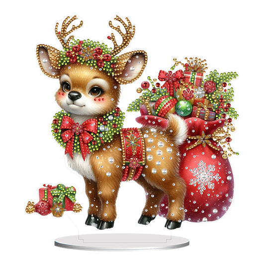 Acrylic Special Shape Christmas Elk Diamond Painting Tabletop Ornaments Kit