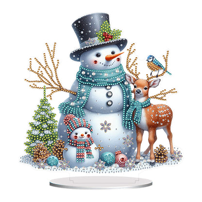 Acrylic Special Shape Christmas Snowman Diamond Painting Tabletop Ornaments Kit