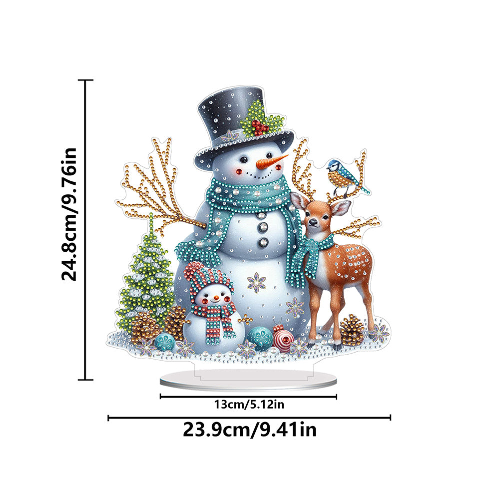 Acrylic Special Shape Christmas Snowman Diamond Painting Tabletop Ornaments Kit