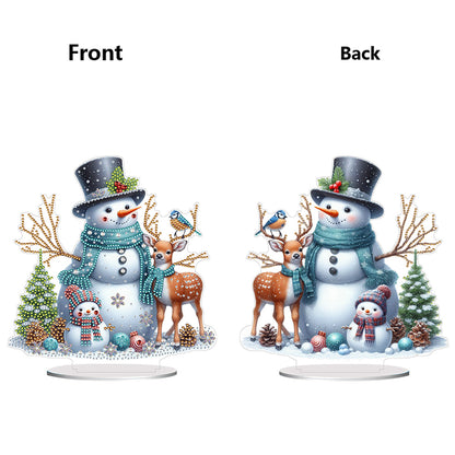 Acrylic Special Shape Christmas Snowman Diamond Painting Tabletop Ornaments Kit