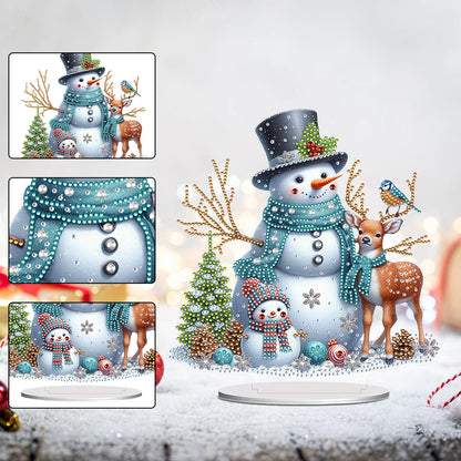 Acrylic Special Shape Christmas Snowman Diamond Painting Tabletop Ornaments Kit