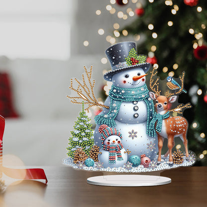 Acrylic Special Shape Christmas Snowman Diamond Painting Tabletop Ornaments Kit