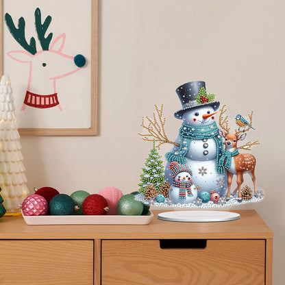 Acrylic Special Shape Christmas Snowman Diamond Painting Tabletop Ornaments Kit