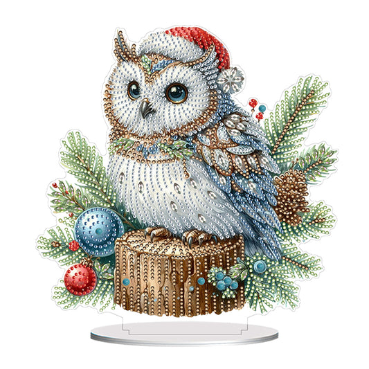 Acrylic Special Shape Christmas Owl Diamond Painting Tabletop Ornaments Kit