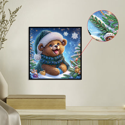 Christmas Bear - Partial Special-Shaped Drill Diamond Painting 30*30CM