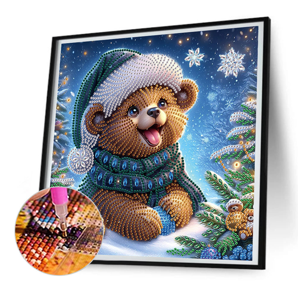 Christmas Bear - Partial Special-Shaped Drill Diamond Painting 30*30CM