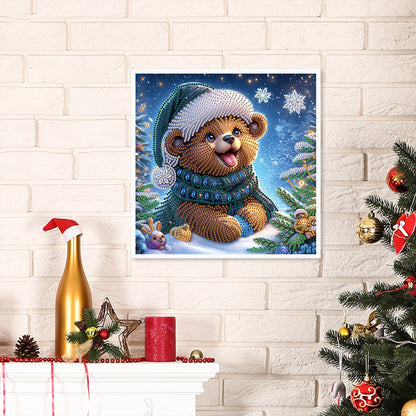 Christmas Bear - Partial Special-Shaped Drill Diamond Painting 30*30CM