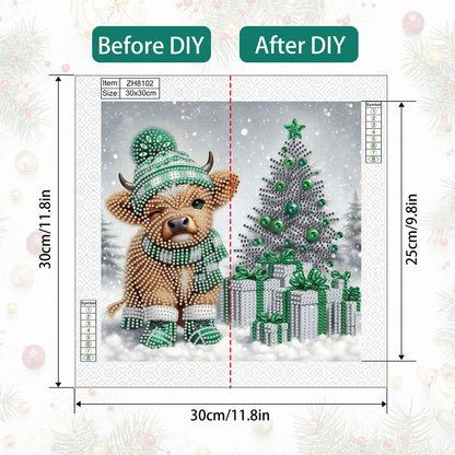 Christmas Yak - Partial Special-Shaped Drill Diamond Painting 30*30CM