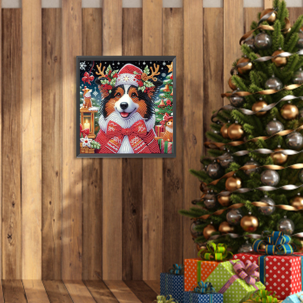 Christmas Puppy - Partial Special-Shaped Drill Diamond Painting 30*30CM