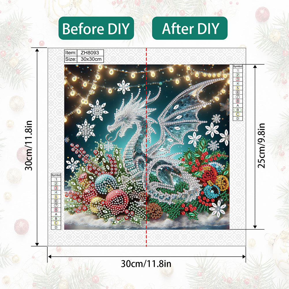 Christmas Pterosaur - Partial Special-Shaped Drill Diamond Painting 30*30CM