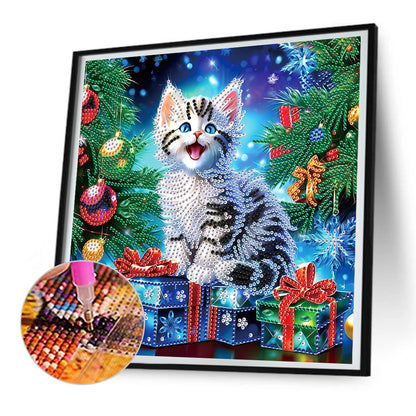 Christmas Kitten - Partial Special-Shaped Drill Diamond Painting 30*30CM