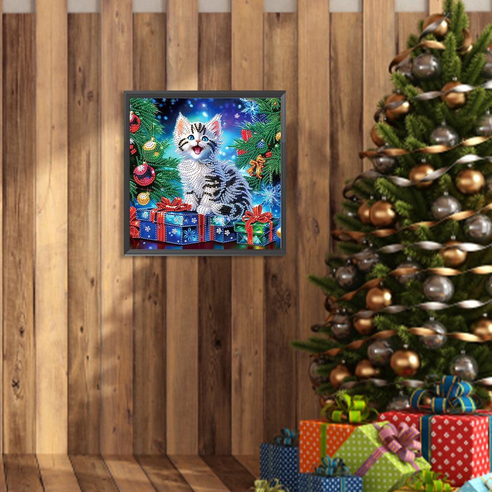 Christmas Kitten - Partial Special-Shaped Drill Diamond Painting 30*30CM