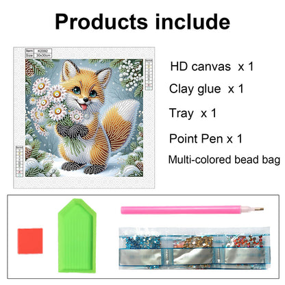 Winter Fox - Partial Special-Shaped Drill Diamond Painting 30*30CM