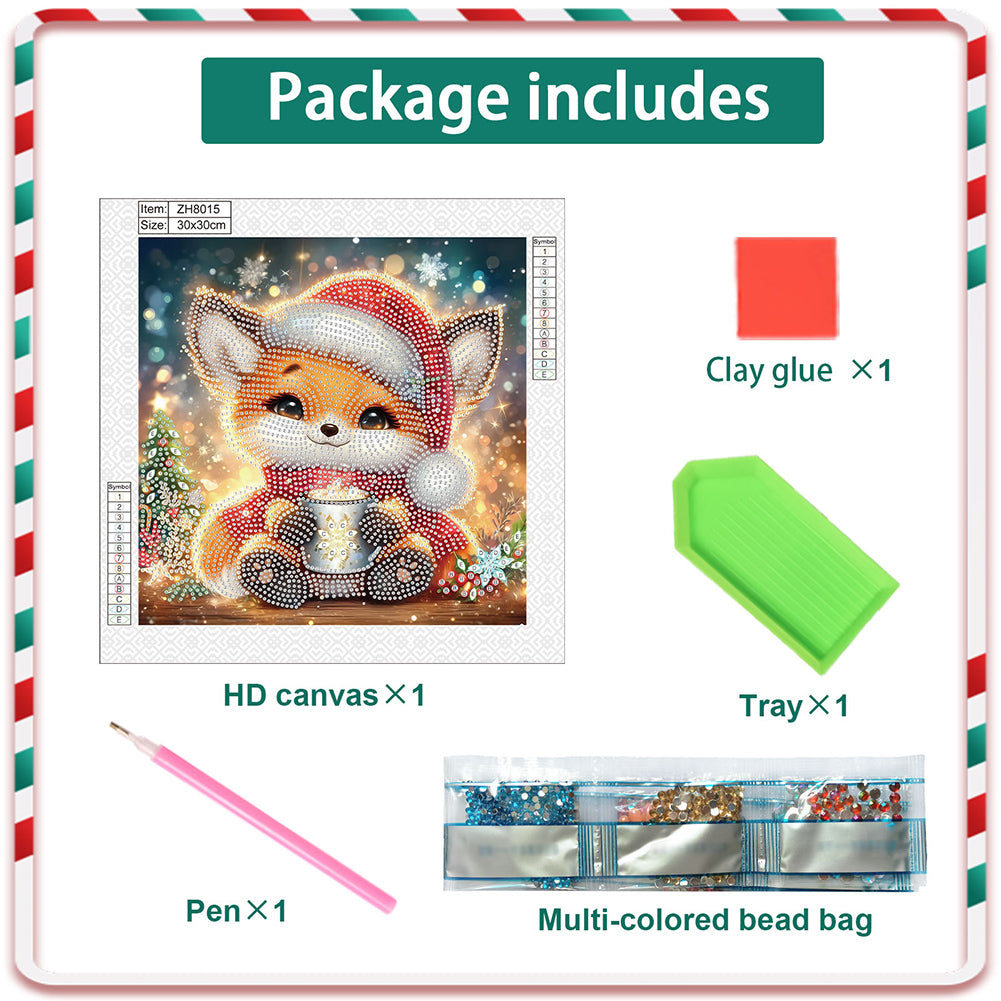 Christmas Fox - Partial Special-Shaped Drill Diamond Painting 30*30CM