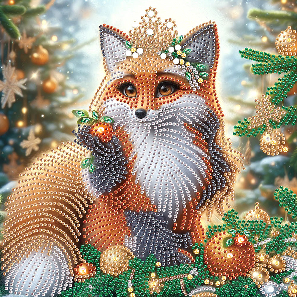 Christmas Fox - Partial Special-Shaped Drill Diamond Painting 30*30CM