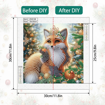 Christmas Fox - Partial Special-Shaped Drill Diamond Painting 30*30CM