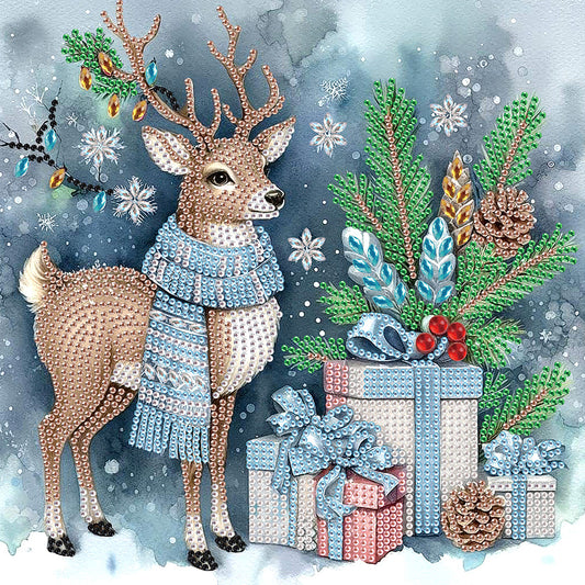 Christmas Deer - Partial Special-Shaped Drill Diamond Painting 30*30CM