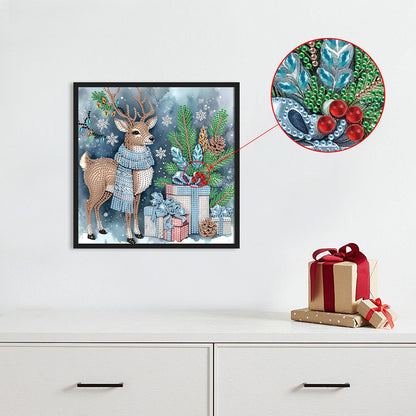 Christmas Deer - Partial Special-Shaped Drill Diamond Painting 30*30CM