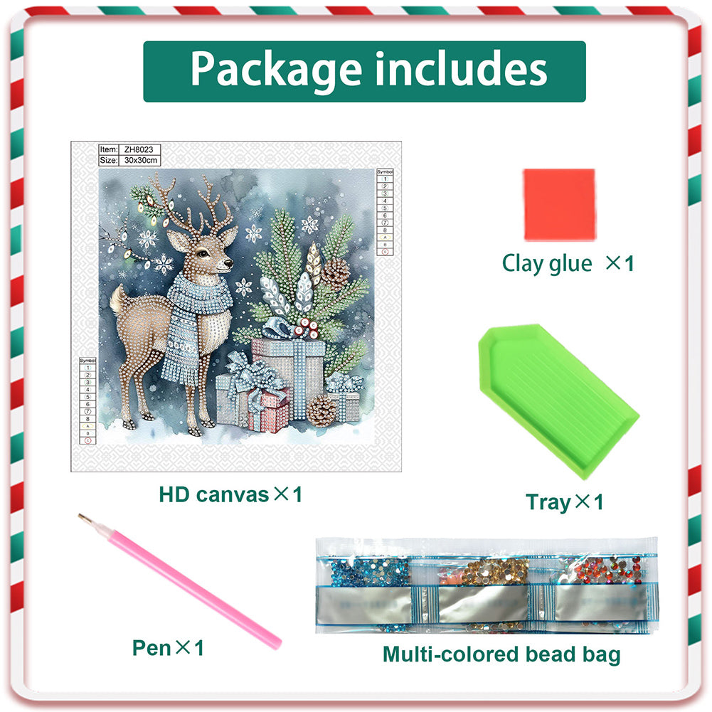 Christmas Deer - Partial Special-Shaped Drill Diamond Painting 30*30CM