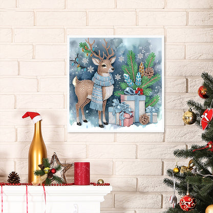 Christmas Deer - Partial Special-Shaped Drill Diamond Painting 30*30CM