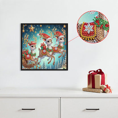 Christmas Deer - Partial Special-Shaped Drill Diamond Painting 30*30CM