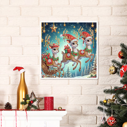 Christmas Deer - Partial Special-Shaped Drill Diamond Painting 30*30CM