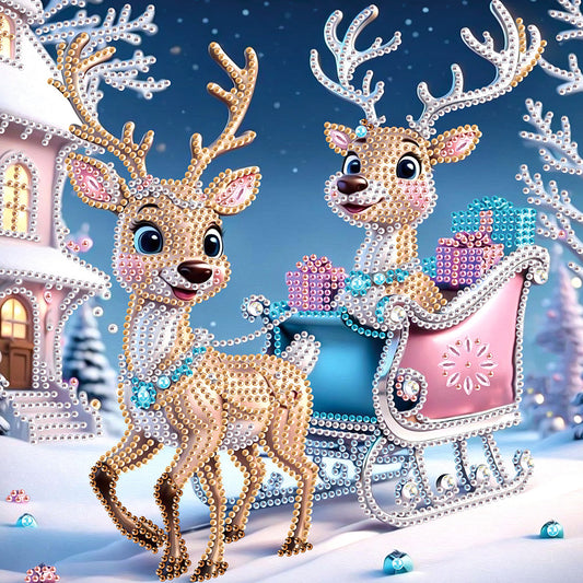 Christmas Deer - Partial Special-Shaped Drill Diamond Painting 30*30CM