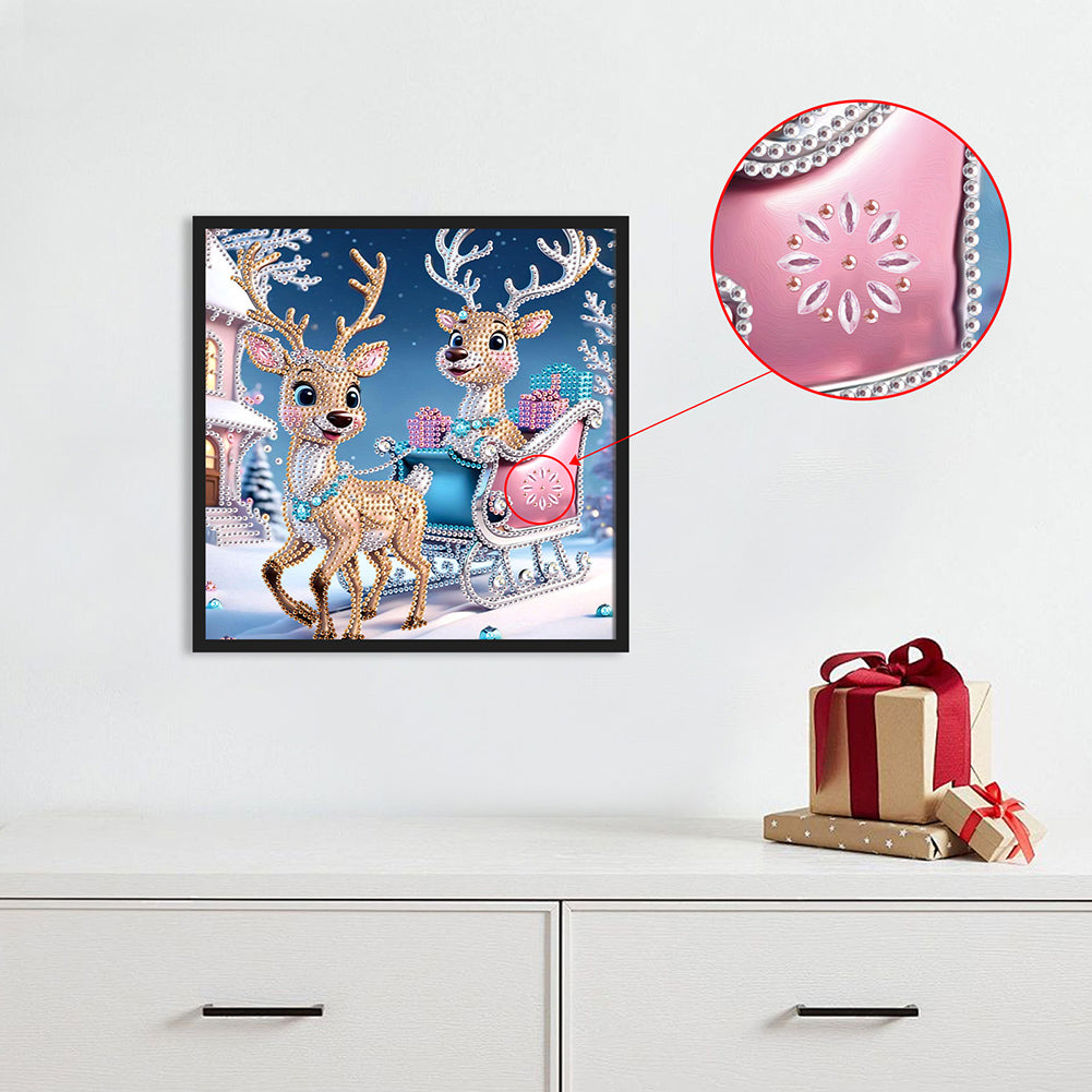 Christmas Deer - Partial Special-Shaped Drill Diamond Painting 30*30CM