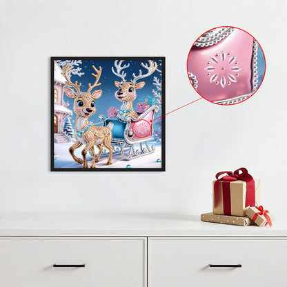Christmas Deer - Partial Special-Shaped Drill Diamond Painting 30*30CM