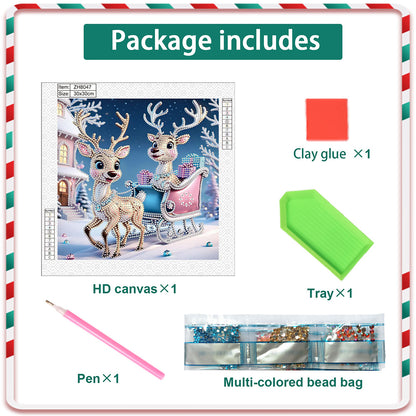 Christmas Deer - Partial Special-Shaped Drill Diamond Painting 30*30CM