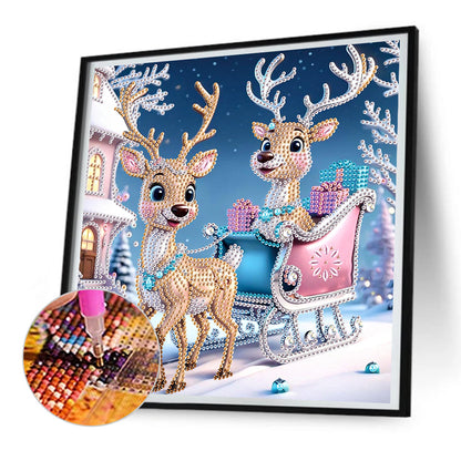 Christmas Deer - Partial Special-Shaped Drill Diamond Painting 30*30CM