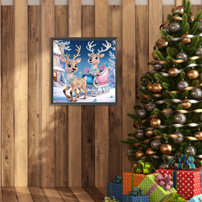 Christmas Deer - Partial Special-Shaped Drill Diamond Painting 30*30CM