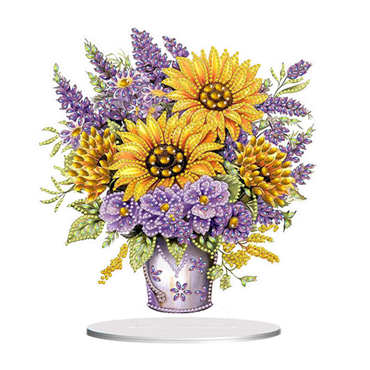 Flower Bouquet Table Top Diamond Painting Ornament Kits Home Decor (Sunflower)